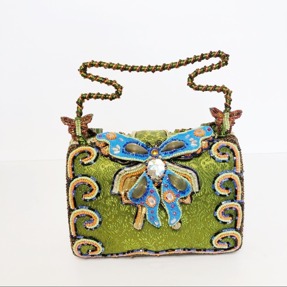 Mary Frances Handbags - Mary Frances Green Butterfly Beaded Handbag